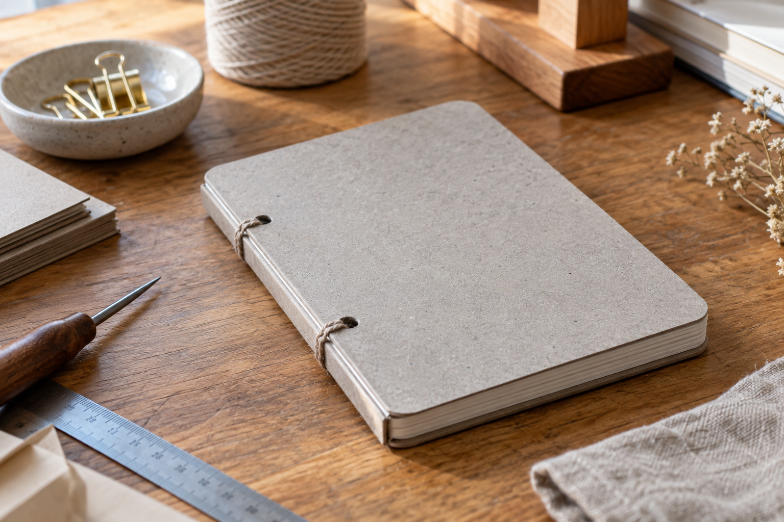 Cuaderno encuadernado con cartón contracolado gris
